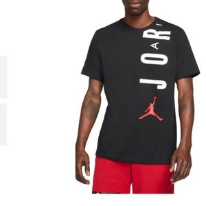 JORDAN Air Men's Short-sleeve T-shirt In Black/white/gym Red XXL